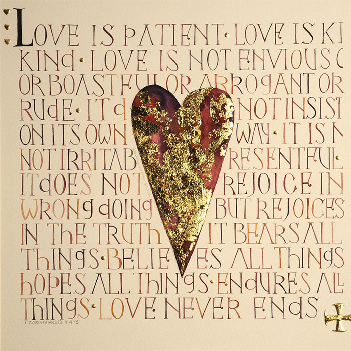Love Is Patient: From the verse by Steven Curtis Chapman.  Calligraphy art print